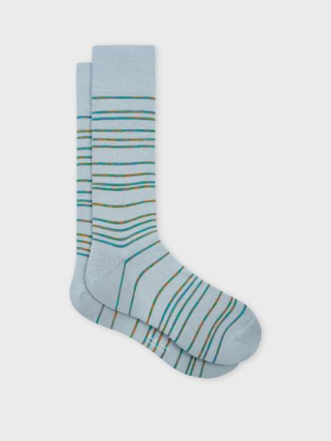Paul Smith Light Blue Cotton-Blend 'Pinstripe Signature' Socks