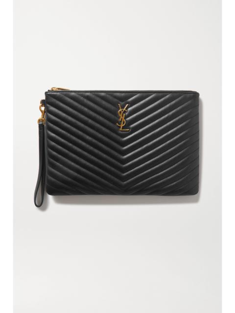 Monogramme quilted leather pouch