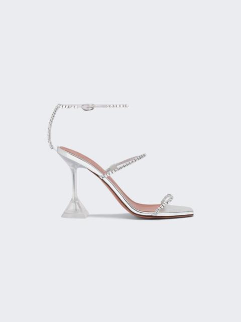 Amina Muaddi Gilda Glass Sandal Transparent and White Crystals