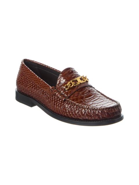 CELINE CELINE Loco Triomphe Python-Embossed Patent Loafer