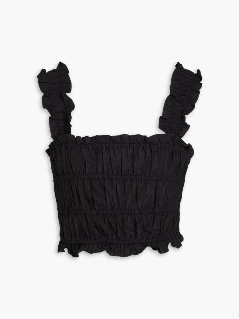 maje Cropped shirred taffeta top