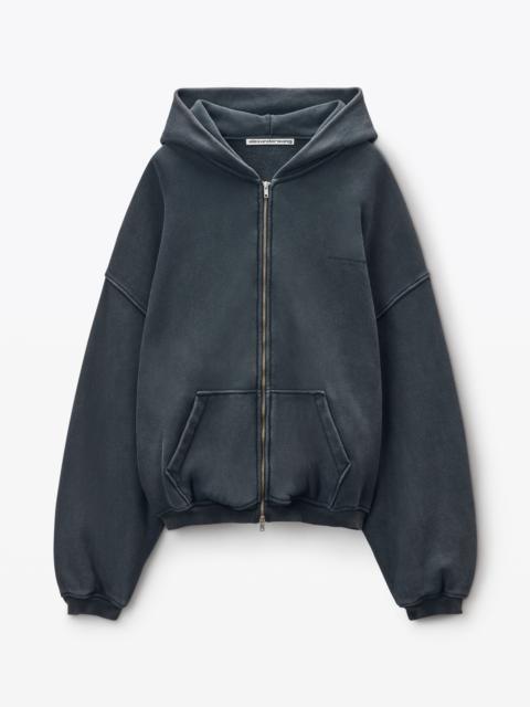 Alexander Wang Black Cotton Logo Zip-Up Hoodie