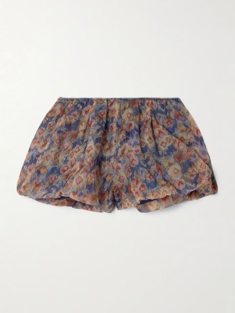 SIR. Fiore picot-trimmed gathered floral-print silk-organza shorts Multi