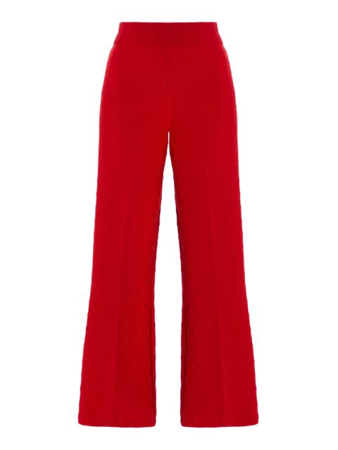 HIGH SPORT Exclusive Harry Cotton-Blend Knit Cropped Wide-Leg Pants red