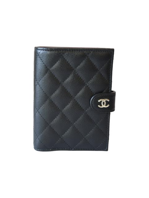 CHANEL Chanel 26P CC Caviar Quilted Passport Holder Wallet Black