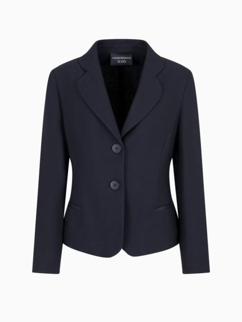 EMPORIO ARMANI Icon single-breasted jacket in a chevron virgin-wool blend
