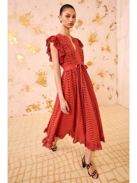 ULLA JOHNSON Olga Flutter Sleeve Midi Dress