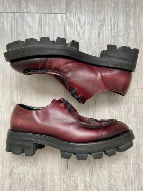 Prada Rare Prada FW13 Runaway Calfskin Burgundy Lug Sole Creepers