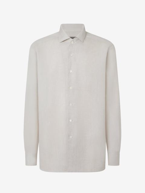 CORNELIANI Sandy beige pure chambray linen shirt