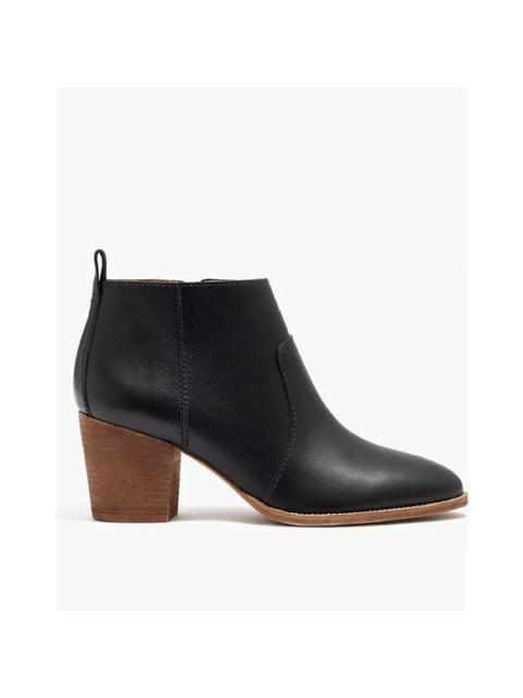 Other Designers Madewell The Brenner Boot Leather Block Heel Ankle Shaft Almond Toe Black 9.5