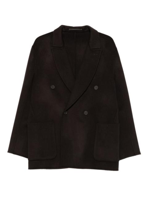 EMPORIO ARMANI double-breasted patch-pocket peacoat