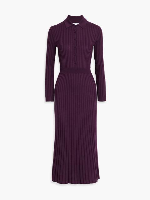 GABRIELA HEARST Ardor ribbed silk and cashmere-blend midi shirt dress