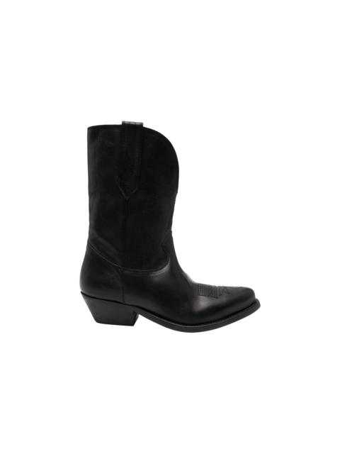 Golden Goose WOMEN'S LOW WISH STAR EMBROIDERED BOOTS (BLACK)