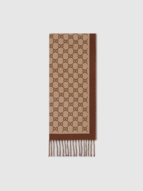 GUCCI Gucci GG Wool Scarf Beige Men