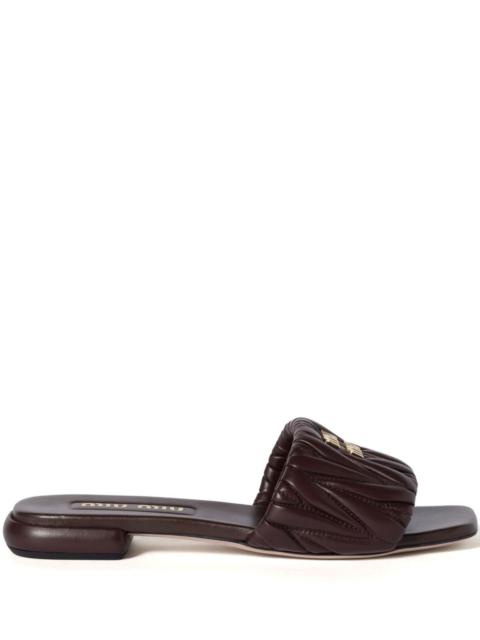 Miu Miu Women Matelassé Leather Flat Sandals