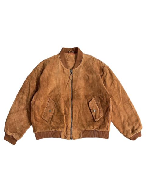 Other Designers Vintage Unknown Destination Cow Leather Bomber Jacket