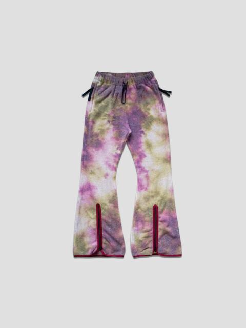 Kapital REVERSIBLE FLEECE TIE DYE FLARE PANTS - PURPLE/OLIVE