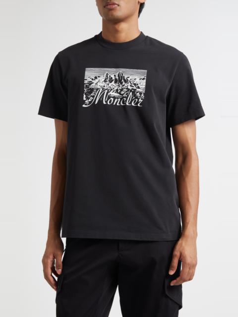 Moncler Moncler Black Mountain Logo Cotton Graphic T-Shirt in Smoky Black at Nordstrom