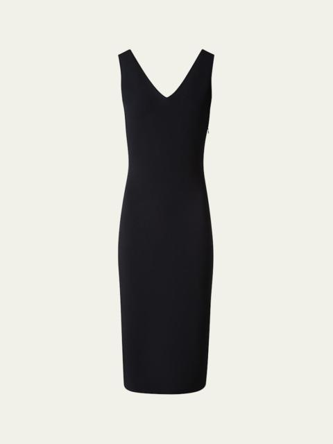 AKRIS V-Neck Sleeveless Knit Midi Dress