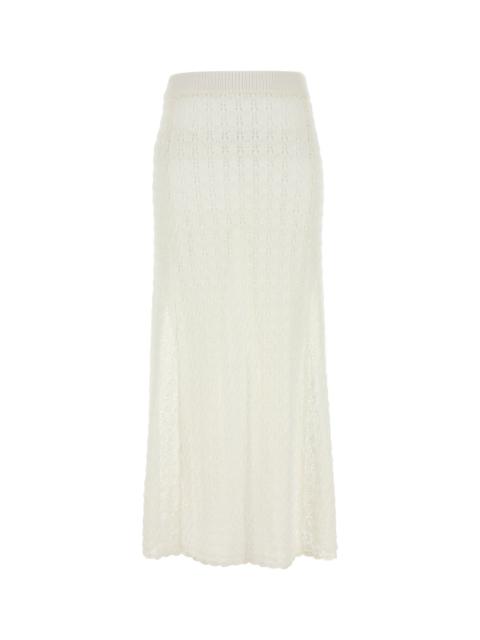 GANNI White crochet skirt