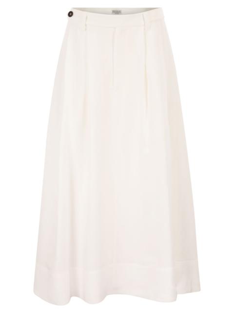 Brunello Cucinelli Brunello Cucinelli Women Sartorial Skirt In Fluid Viscose And Linen Twill With Jewellery Detail