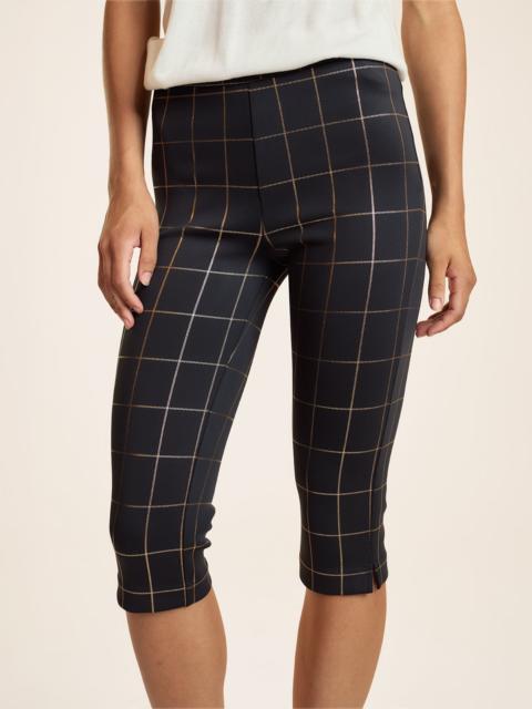 CYNTHIA ROWLEY Gold Windowpane Bonded Capris