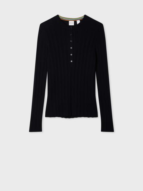 Paul Smith Women's Navy Cable Knit Long-Sleeve Top