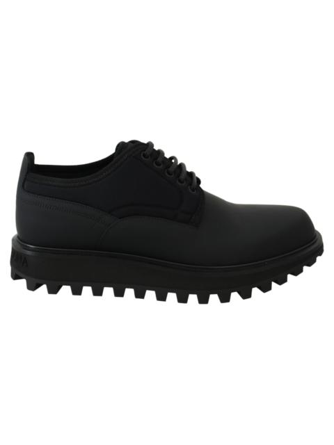 Dolce & Gabbana Dolce & Gabbana Black Rubberized Calfskin Chunky Derby Vulcano Shoes