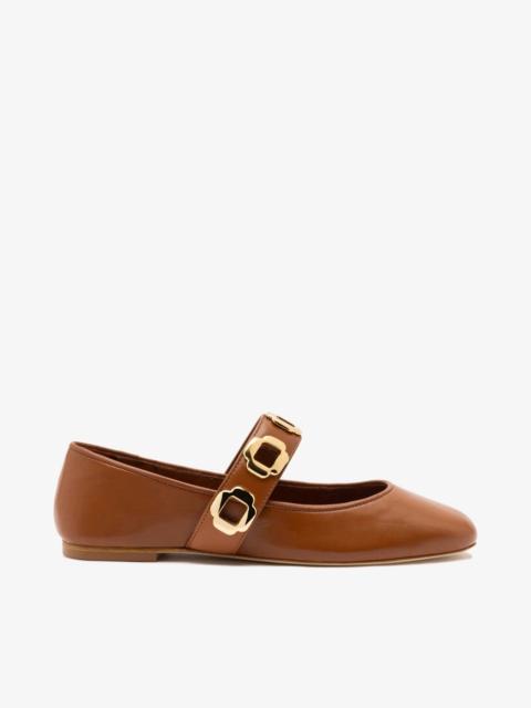 Larroudé Milan Ballet Flat In Caramel Leather