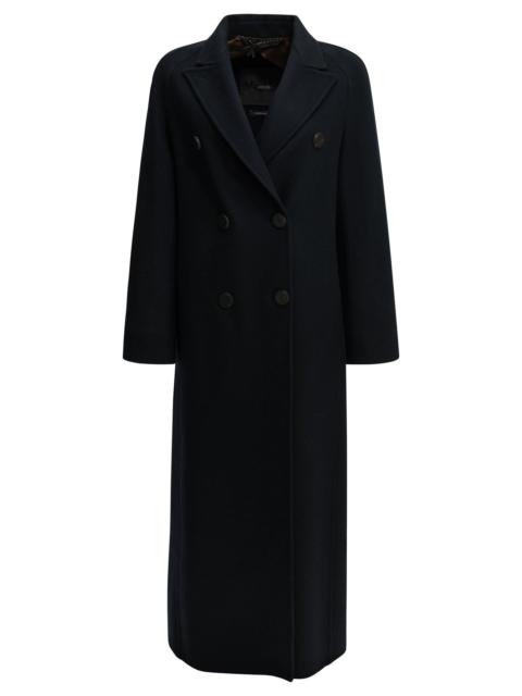 Other Designers Max Mara Atelier Long Double-breasted Cashmere Coat Blue