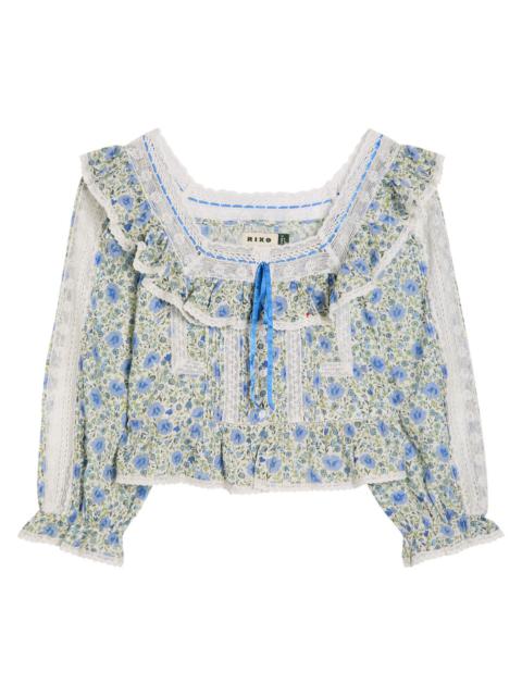 RIXO Rixo Oceana Floral-print Ruffled Cotton Blouse