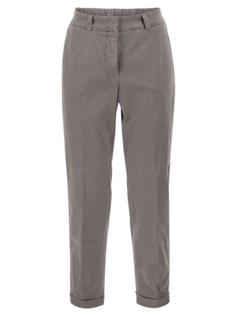 PESERICO Peserico Women Stretch Cotton Tapered Trousers With Elasticated Waistband