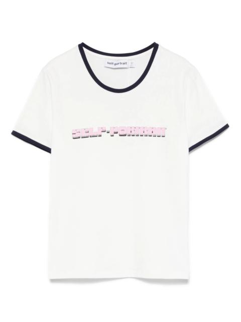 self-portrait White T-Shirt With Pink Logo