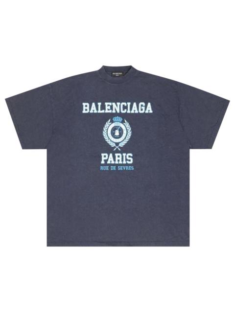 BALENCIAGA Balenciaga College Crest Oversized T-Shirt 'Navy'