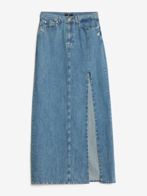 7 For All Mankind Indigo Linen Maxi Skirt in Arizona