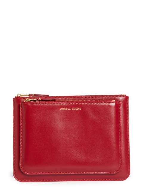 Comme Des Garçons Outside Pocket Leather Zip Pouch