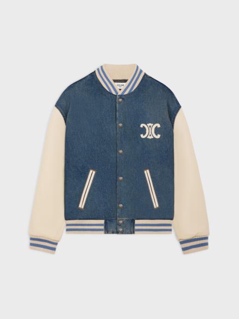 CELINE loose triomphe teddy in trail wash denim