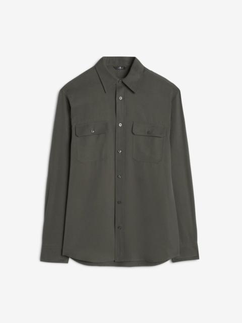7 For All Mankind Fluid Military Shirt in Forest Green
