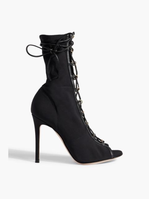 Gianvito Rossi Stevie 105 leather-trimmed jersey ankle boots