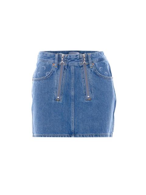 Marine Serre Marine Serre Women Denim Zipped Mini Skirt With Moon Logo