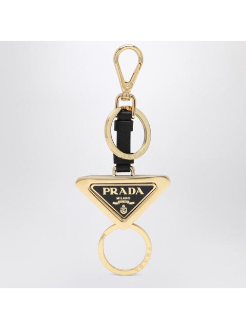 Prada Divisible Black Leather And Metal Key Ring Women