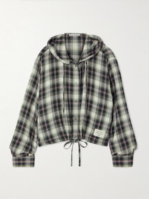 Acne Studios Hooded Appliquéd Checked Woven Shirt