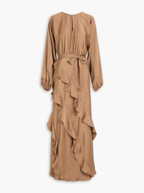 Other Designers Ruffled satin maxi dress