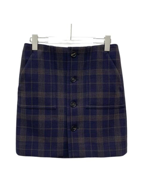 Bottega Veneta Bottega Veneta Color-Block Plaid Cotton Single-Breasted High-Waist A-Line Mini Skirt