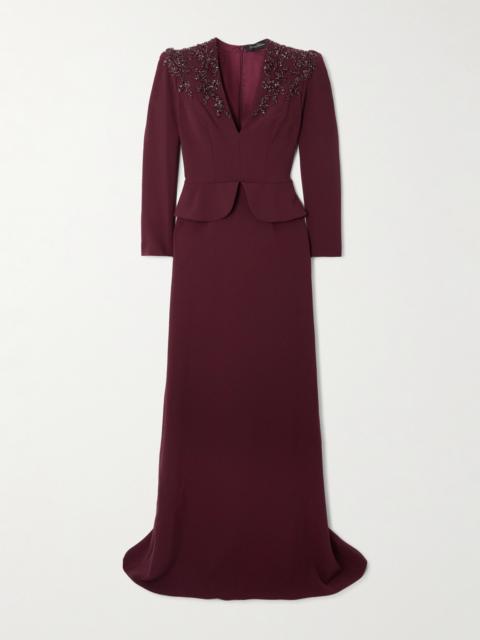 JENNY PACKHAM Night Flowering Embellished Stretch-crepe Gown