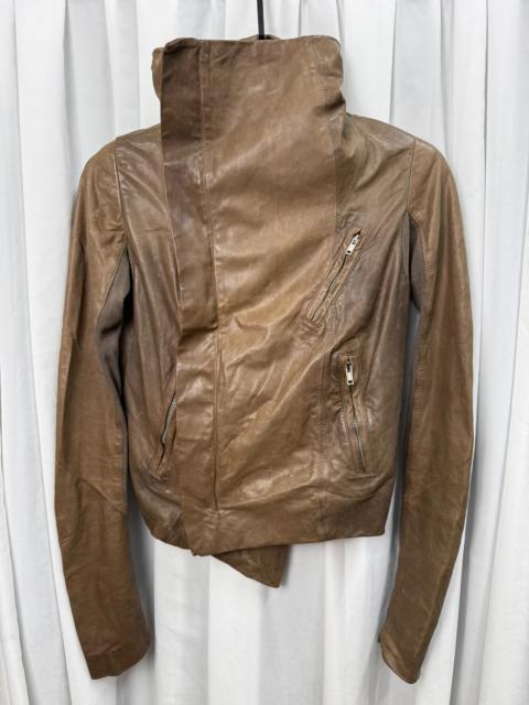 Rick Owens Rick Owens brown leather biker jacket in beige