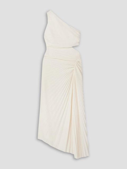 A.L.C. Dahlia one-shoulder cutout pleated crepe maxi dress