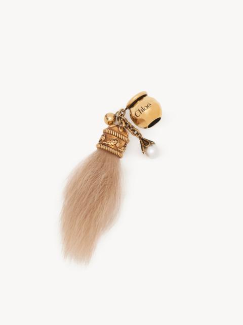 Chloé SPHERE SHEARLING TAIL DICE CHARM FOR BRACELET BAG IN BRASS