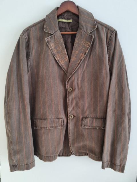 Vintage - brown pinstriped blazer with gold buttons