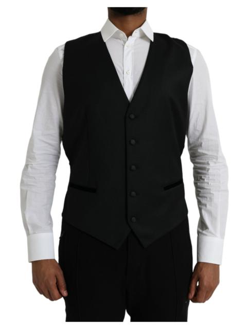 Dolce & Gabbana Black Silk Waistcoat Dress Formal Vest